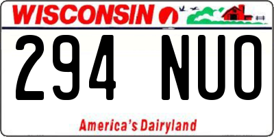 WI license plate 294NUO