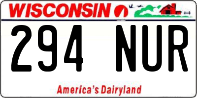 WI license plate 294NUR