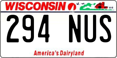 WI license plate 294NUS