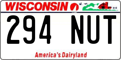 WI license plate 294NUT