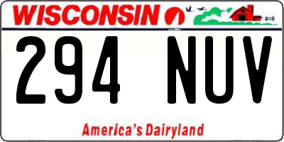 WI license plate 294NUV