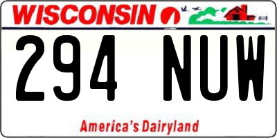 WI license plate 294NUW