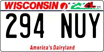 WI license plate 294NUY