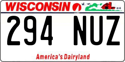 WI license plate 294NUZ