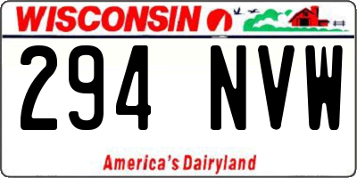 WI license plate 294NVW