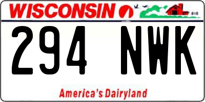 WI license plate 294NWK