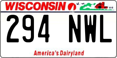 WI license plate 294NWL