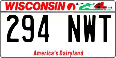 WI license plate 294NWT