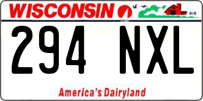 WI license plate 294NXL