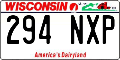 WI license plate 294NXP