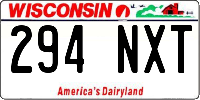 WI license plate 294NXT