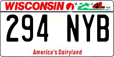 WI license plate 294NYB