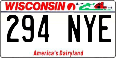 WI license plate 294NYE