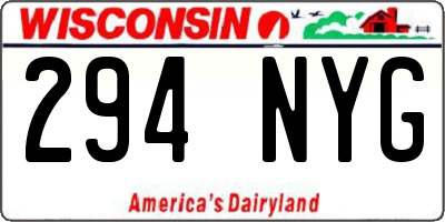 WI license plate 294NYG