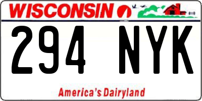 WI license plate 294NYK