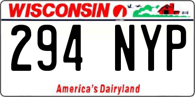 WI license plate 294NYP