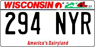 WI license plate 294NYR