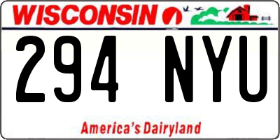WI license plate 294NYU