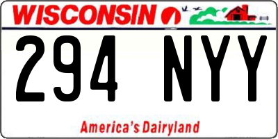 WI license plate 294NYY