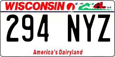 WI license plate 294NYZ