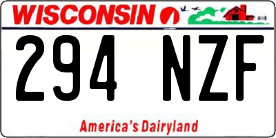 WI license plate 294NZF
