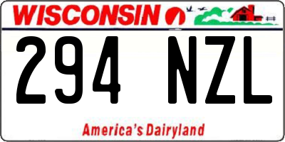WI license plate 294NZL