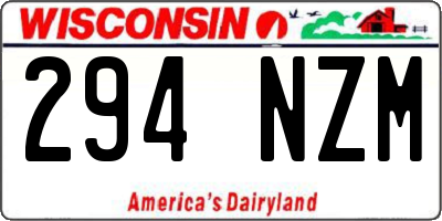 WI license plate 294NZM