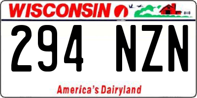WI license plate 294NZN