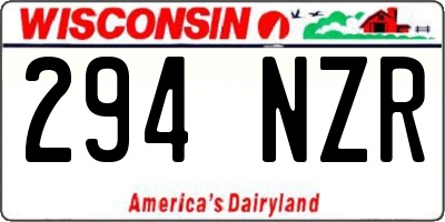 WI license plate 294NZR