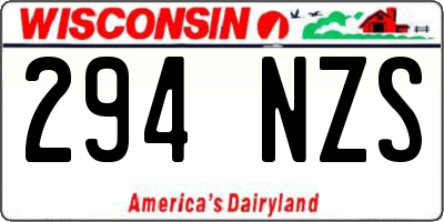 WI license plate 294NZS