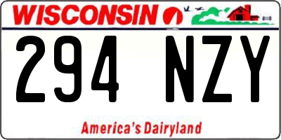 WI license plate 294NZY