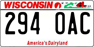 WI license plate 294OAC