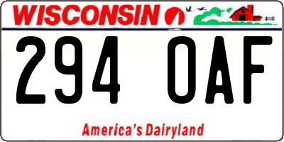 WI license plate 294OAF