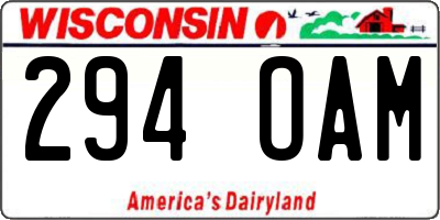 WI license plate 294OAM