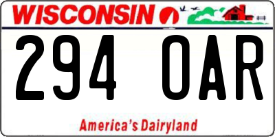 WI license plate 294OAR