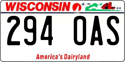 WI license plate 294OAS