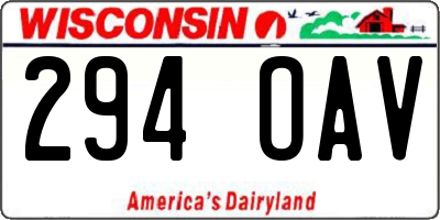 WI license plate 294OAV