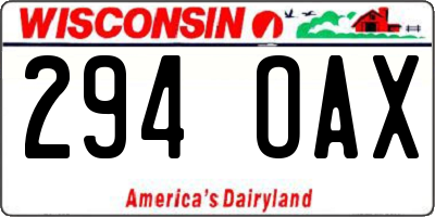 WI license plate 294OAX
