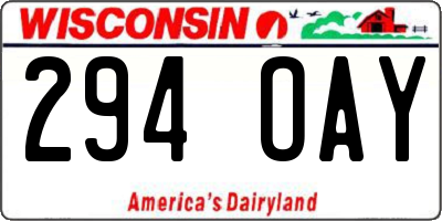 WI license plate 294OAY
