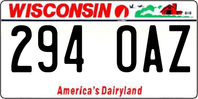 WI license plate 294OAZ