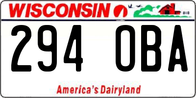 WI license plate 294OBA