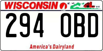 WI license plate 294OBD