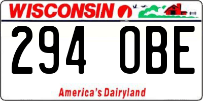 WI license plate 294OBE
