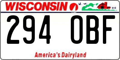 WI license plate 294OBF