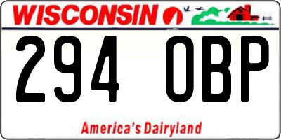 WI license plate 294OBP