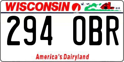 WI license plate 294OBR