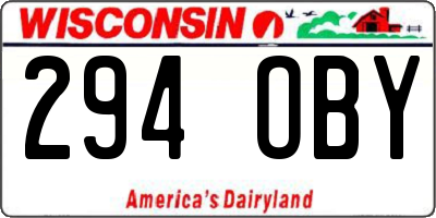 WI license plate 294OBY