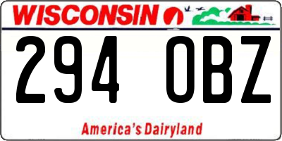 WI license plate 294OBZ