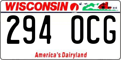 WI license plate 294OCG