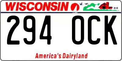 WI license plate 294OCK
